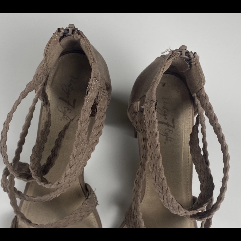 LC Lauren Conrad Aventurine Taupe High Heel Braided Sandals Women’s Size 10M - Picture 9 of 11